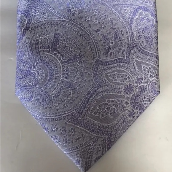 New Sand Men Neck Tie Purple Pure Silk Made In Italy Paisley - Picture 3 of 6